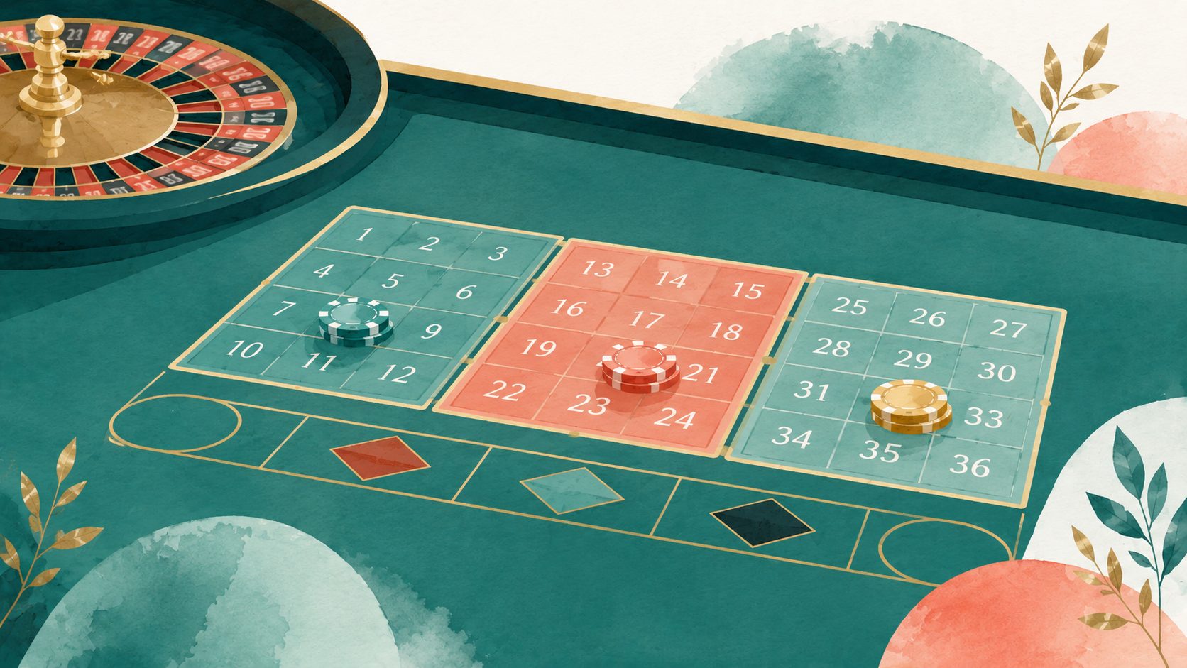 Docenas en ruleta: cómo dividen los números del tapete